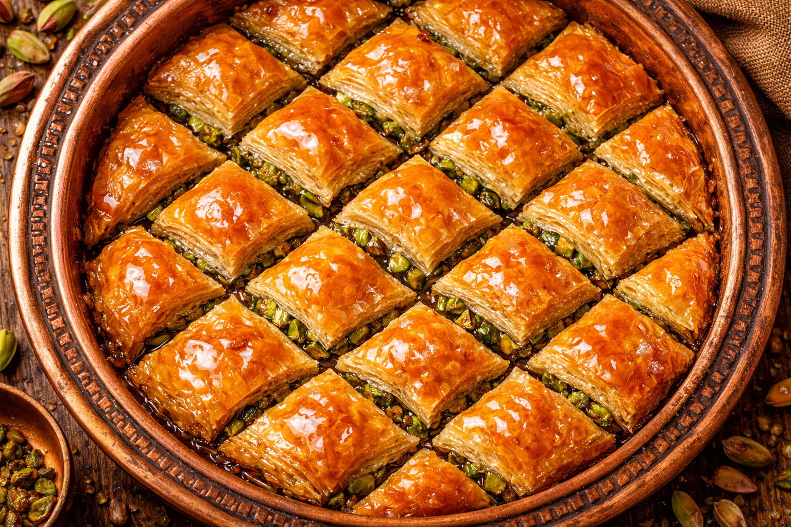 Bakir tepsisinde serbetli tatli